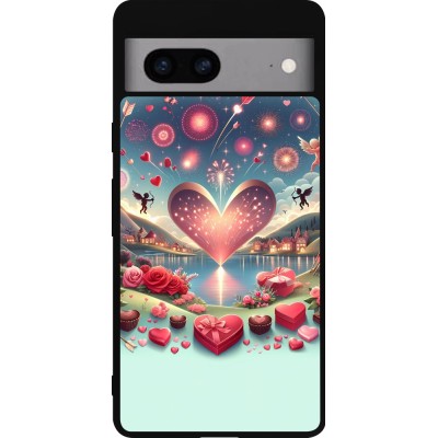 Google Pixel 7a Case Hülle - Silikon schwarz Valentin 2025 Schick