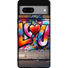 Google Pixel 7a Case Hülle - Silikon schwarz Valentin 2025 Liebe U Tag