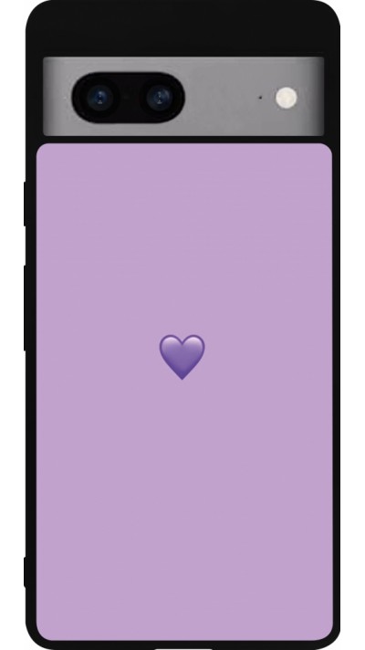 Google Pixel 7a Case Hülle - Silikon schwarz Valentine 2023 purpule single heart