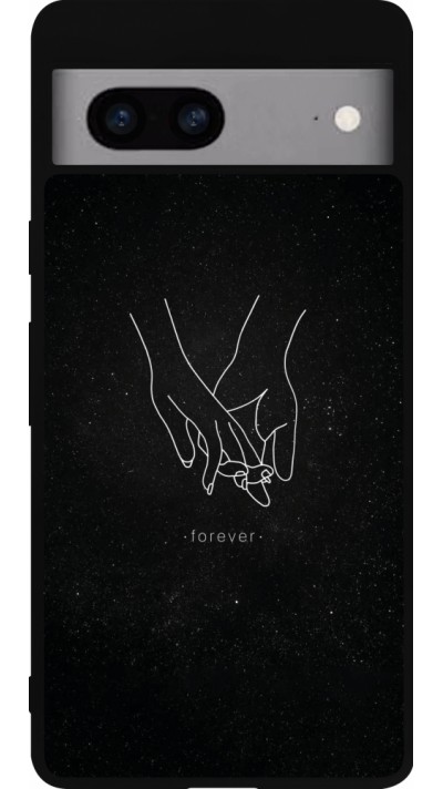 Google Pixel 7a Case Hülle - Silikon schwarz Valentine 2023 hands forever