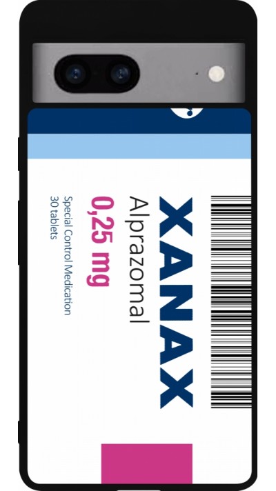 Coque Google Pixel 7a - Silicone rigide noir Xanax Alprazolam 2025