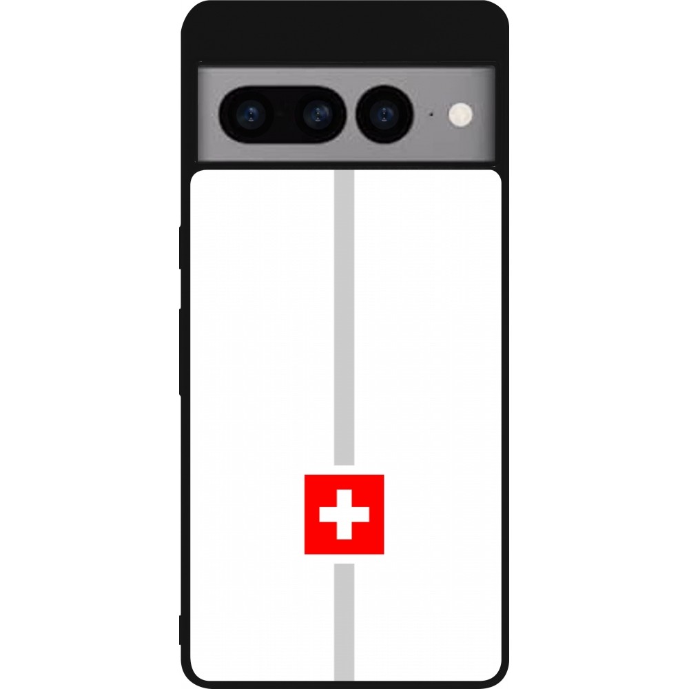 Google Pixel 7 Pro Case Hülle - Silikon schwarz Kanton CH weiss