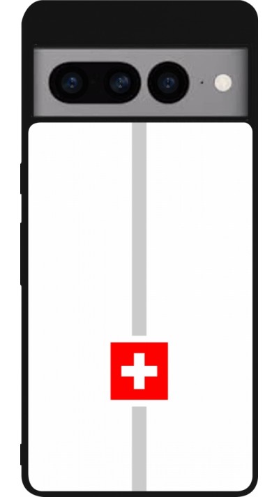 Google Pixel 7 Pro Case Hülle - Silikon schwarz Kanton CH weiss