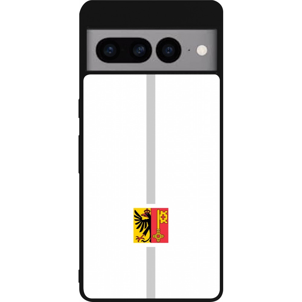 Google Pixel 7 Pro Case Hülle - Silikon schwarz Kanton GE weiss