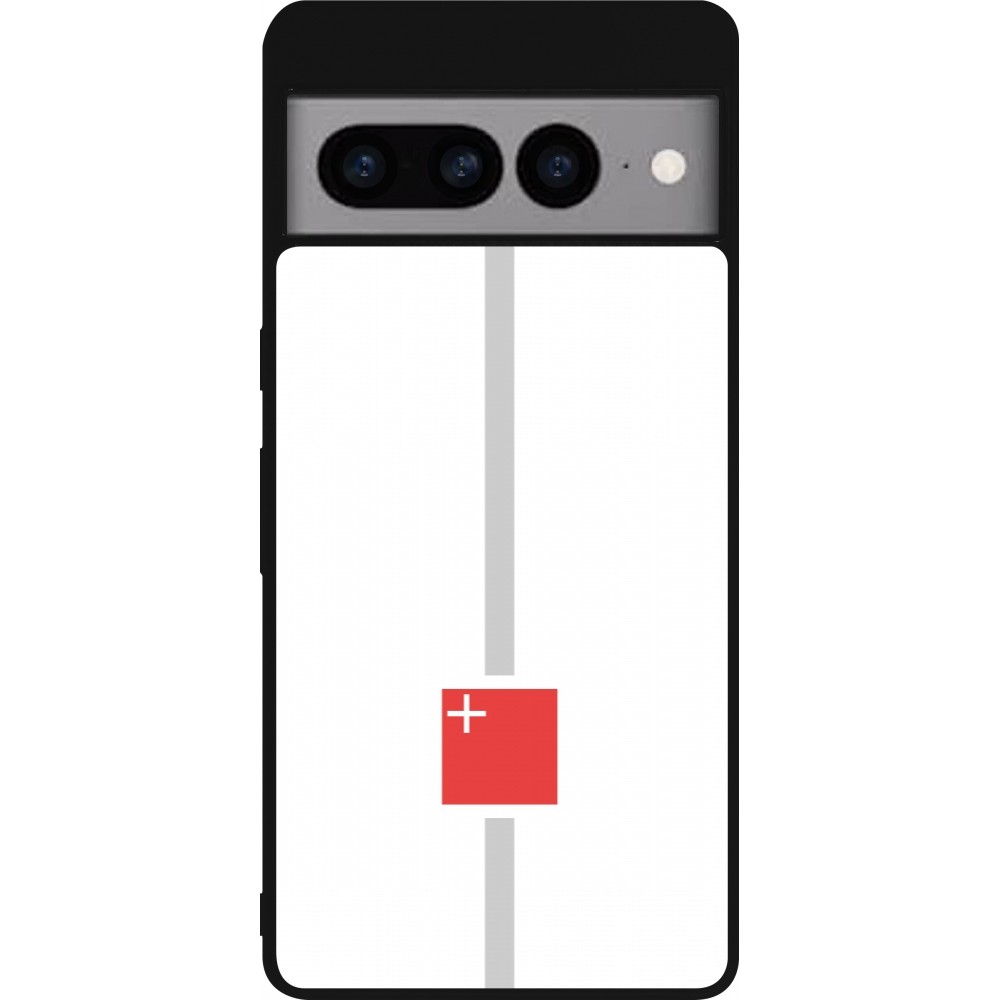 Google Pixel 7 Pro Case Hülle - Silikon schwarz Kanton SZ weiss