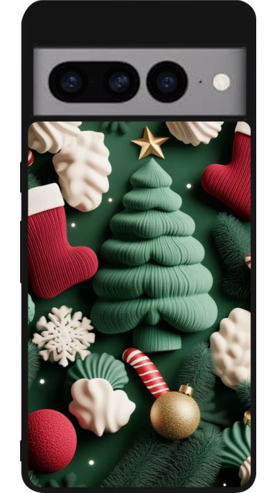 Coque Google Pixel 7 Pro - Silicone rigide noir Christmas 25 Christmas textiles