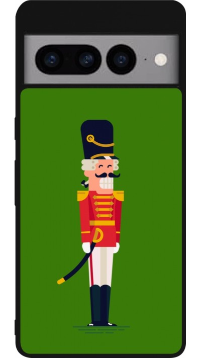 Coque Google Pixel 7 Pro - Silicone rigide noir Christmas 25 Nutcracker Green