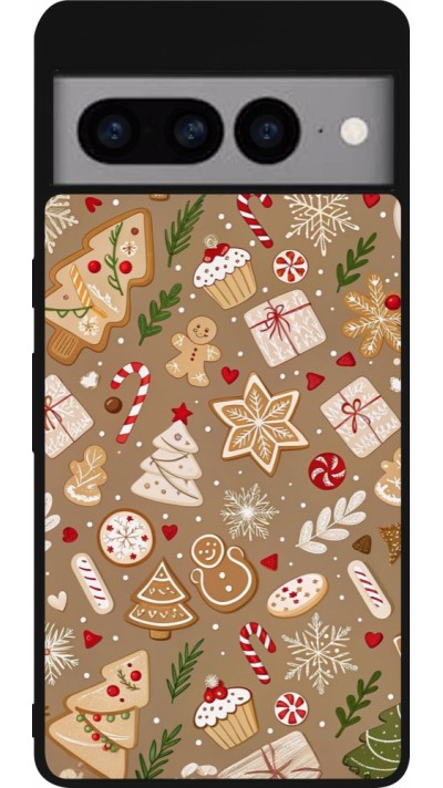 Coque Google Pixel 7 Pro - Silicone rigide noir Christmas 25 Pattern Ginger Cookie