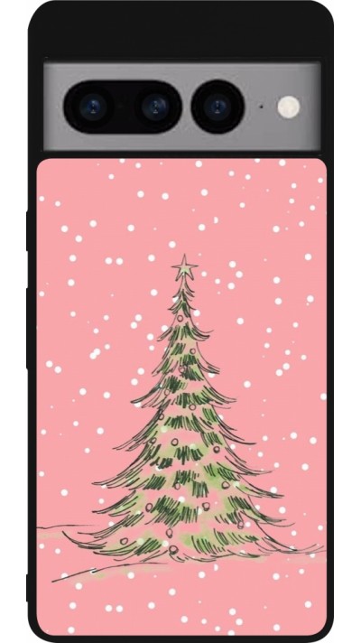 Coque Google Pixel 7 Pro - Silicone rigide noir Christmas 25 Pink Tree