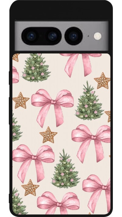 Coque Google Pixel 7 Pro - Silicone rigide noir Christmas 25 Vintage Ribbons