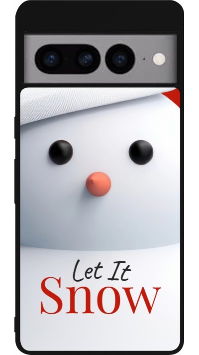 Coque Google Pixel 7 Pro - Silicone rigide noir Christmas 25 Xmas Snowman