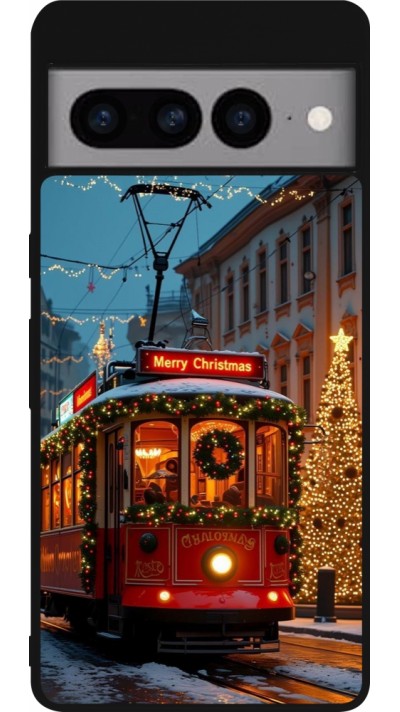 Coque Google Pixel 7 Pro - Silicone rigide noir Christmas 25 Xmas Train