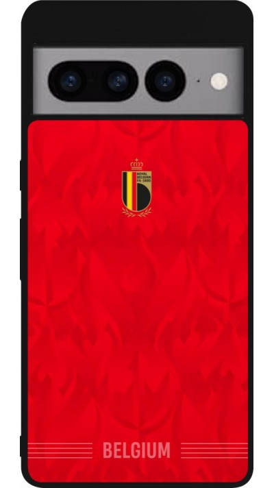 Coque Google Pixel 7 Pro - Silicone rigide noir Maillot de football Belgique 2026 personnalisable