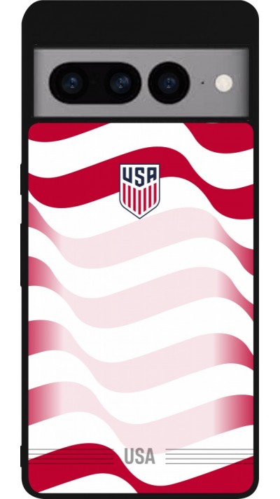 Coque Google Pixel 7 Pro - Silicone rigide noir Maillot de football États-Unis 2026 personnalisable
