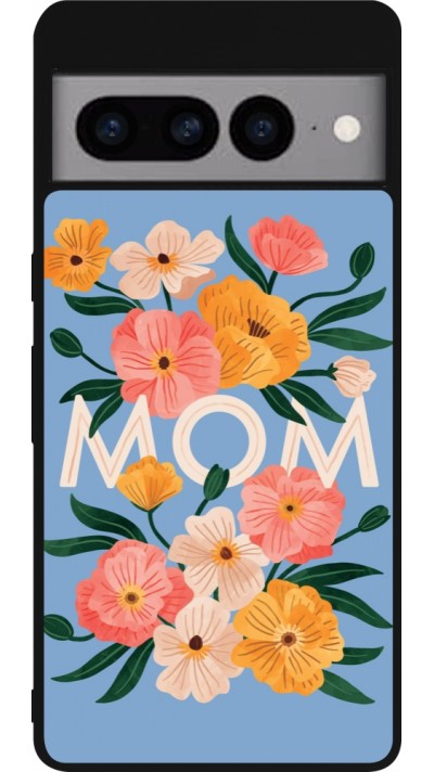 Google Pixel 7 Pro Case Hülle - Silikon schwarz Mom 2026 Flowers