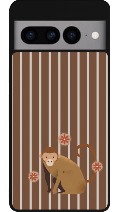 Google Pixel 7 Pro Case Hülle - Silikon schwarz Monkey with stripes