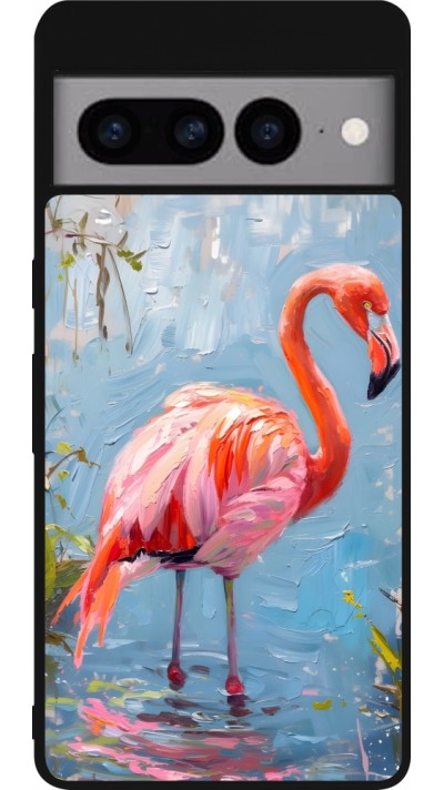 Coque Google Pixel 7 Pro - Silicone rigide noir Paint Flamingo