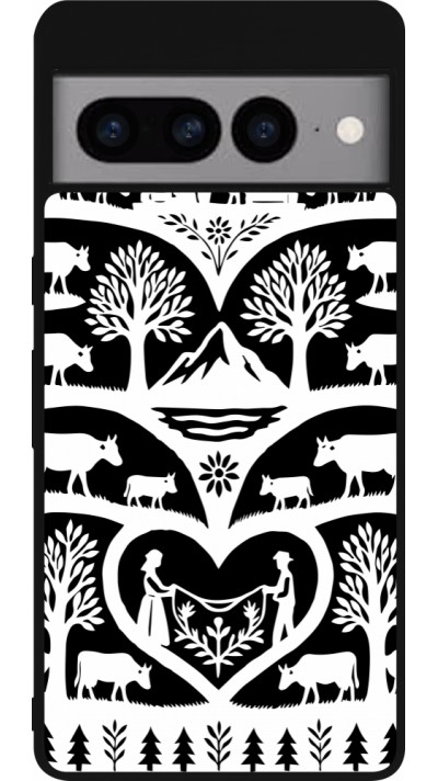 Coque Google Pixel 7 Pro - Silicone rigide noir Poya Suisse 2 noir