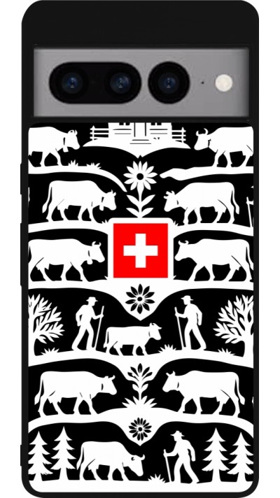 Coque Google Pixel 7 Pro - Silicone rigide noir Poya Suisse 3 noir