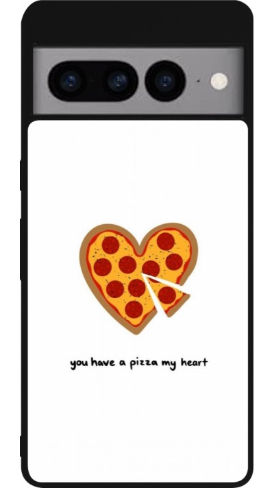 Google Pixel 7 Pro Case Hülle - Silikon schwarz Saint Valentines Day 26 You have my pizza heart