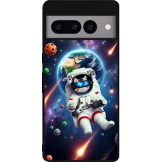 Google Pixel 7 Pro Case Hülle - Silikon schwarz VR SpaceCat Odyssee
