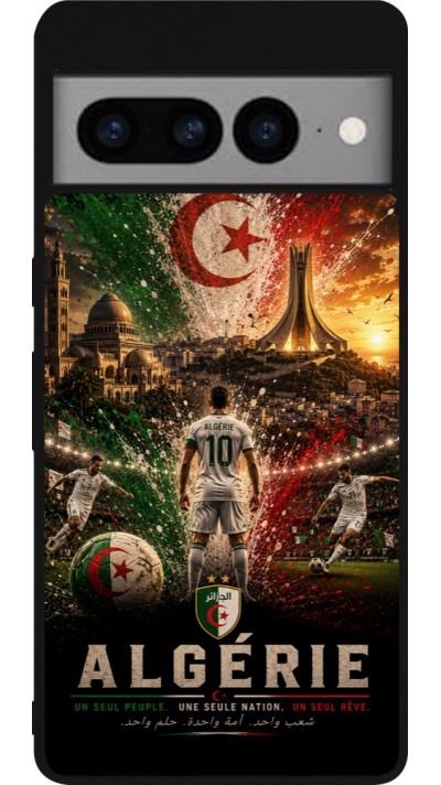 Coque Google Pixel 7 Pro - Silicone rigide noir Football Algérie splash 2026