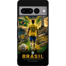 Coque Google Pixel 7 Pro - Silicone rigide noir Football Brésil splash 2026