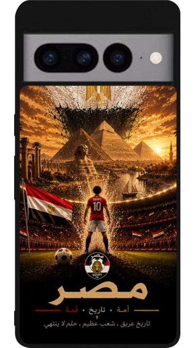 Coque Google Pixel 7 Pro - Silicone rigide noir Football Égypte splash 2026