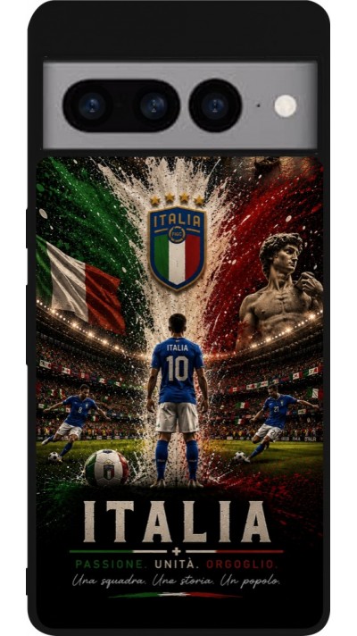 Coque Google Pixel 7 Pro - Silicone rigide noir Football Italie splash 2026