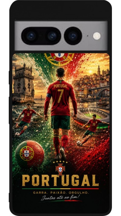Coque Google Pixel 7 Pro - Silicone rigide noir Football Portugal splash 2026