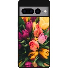 Google Pixel 7 Pro Case Hülle - Silikon schwarz Bouquet of tulips Spring 2026