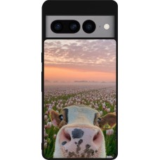 Google Pixel 7 Pro Case Hülle - Silikon schwarz Cow with tulips Spring 2026