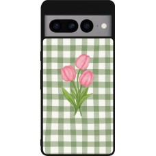 Google Pixel 7 Pro Case Hülle - Silikon schwarz Green vichy tulips Spring 2026