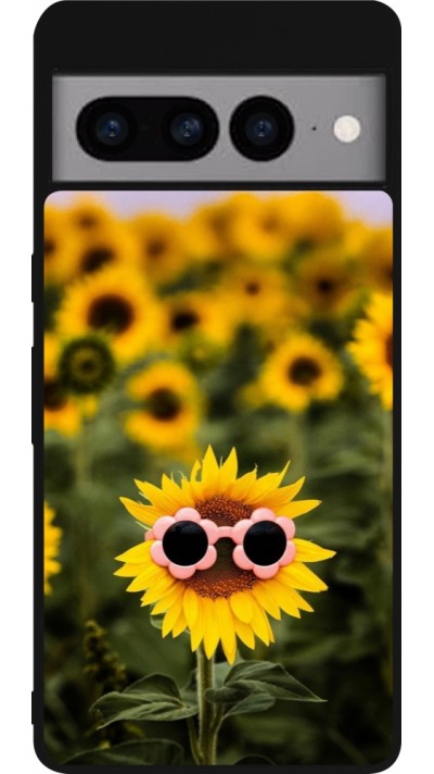 Google Pixel 7 Pro Case Hülle - Silikon schwarz Sunflower with glasses Spring 2026
