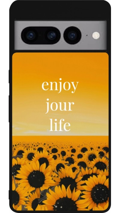 Coque Google Pixel 7 Pro - Silicone rigide noir Summer 2025 Enjoy your life