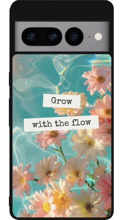 Coque Google Pixel 7 Pro - Silicone rigide noir Summer 2025 Grow with the flow