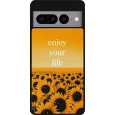 Coque Google Pixel 7 Pro - Silicone rigide noir Summer 2026 Enjoy your life