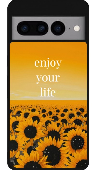 Coque Google Pixel 7 Pro - Silicone rigide noir Summer 2026 Enjoy your life