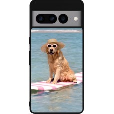 Coque Google Pixel 7 Pro - Silicone rigide noir Summer Dog on Paddle