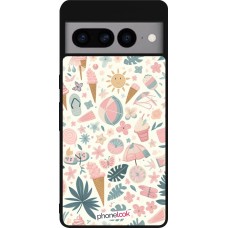 Coque Google Pixel 7 Pro - Silicone rigide noir Summer Pink Pattern