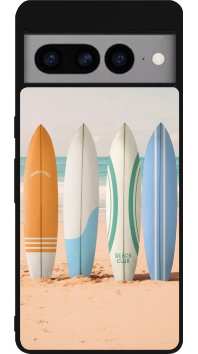Google Pixel 7 Pro Case Hülle - Silikon schwarz Summer surfboard 2025