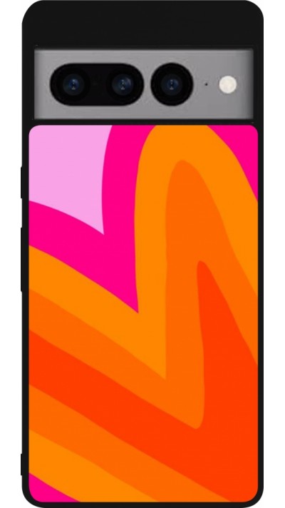 Google Pixel 7 Pro Case Hülle - Silikon schwarz Valentine 2024 heart gradient