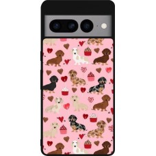 Google Pixel 7 Pro Case Hülle - Silikon schwarz Valentine 2024 puppy love