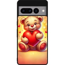 Google Pixel 7 Pro Case Hülle - Silikon schwarz Valentin 2024 Teddy Liebe