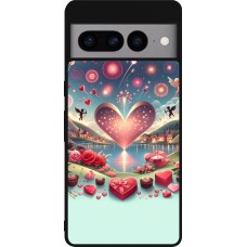 Google Pixel 7 Pro Case Hülle - Silikon schwarz Valentin 2025 Schick