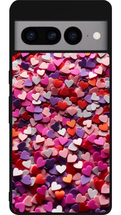 Google Pixel 7 Pro Case Hülle - Silikon schwarz Valentin 2025 Konfetti