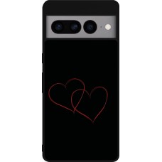 Google Pixel 7 Pro Case Hülle - Silikon schwarz Valentine 2023 attached heart