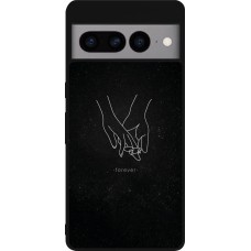 Google Pixel 7 Pro Case Hülle - Silikon schwarz Valentine 2023 hands forever
