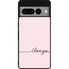 Google Pixel 7 Pro Case Hülle - Silikon schwarz Valentine 2023 i love you writing