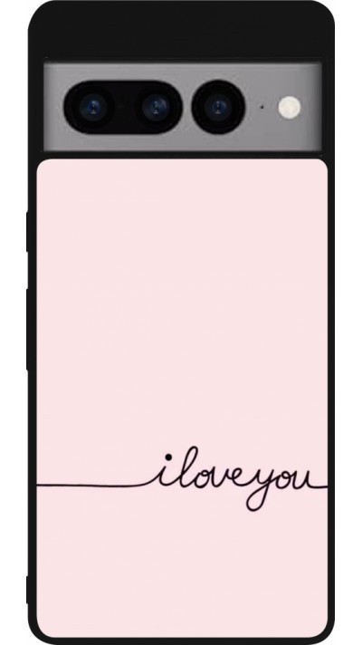 Google Pixel 7 Pro Case Hülle - Silikon schwarz Valentine 2023 i love you writing